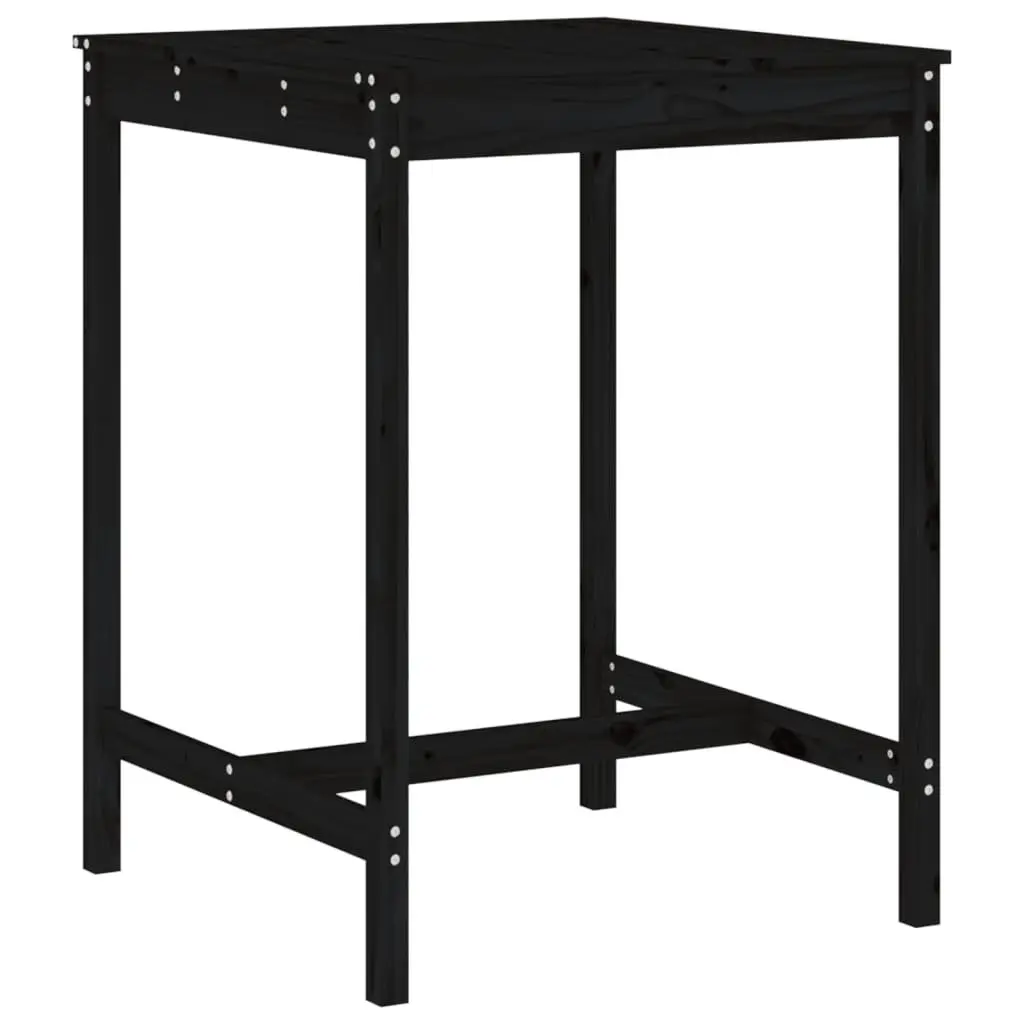 Garden Bar Set Solid Pine Wood 3 Piece Black Outdoor Furniture
