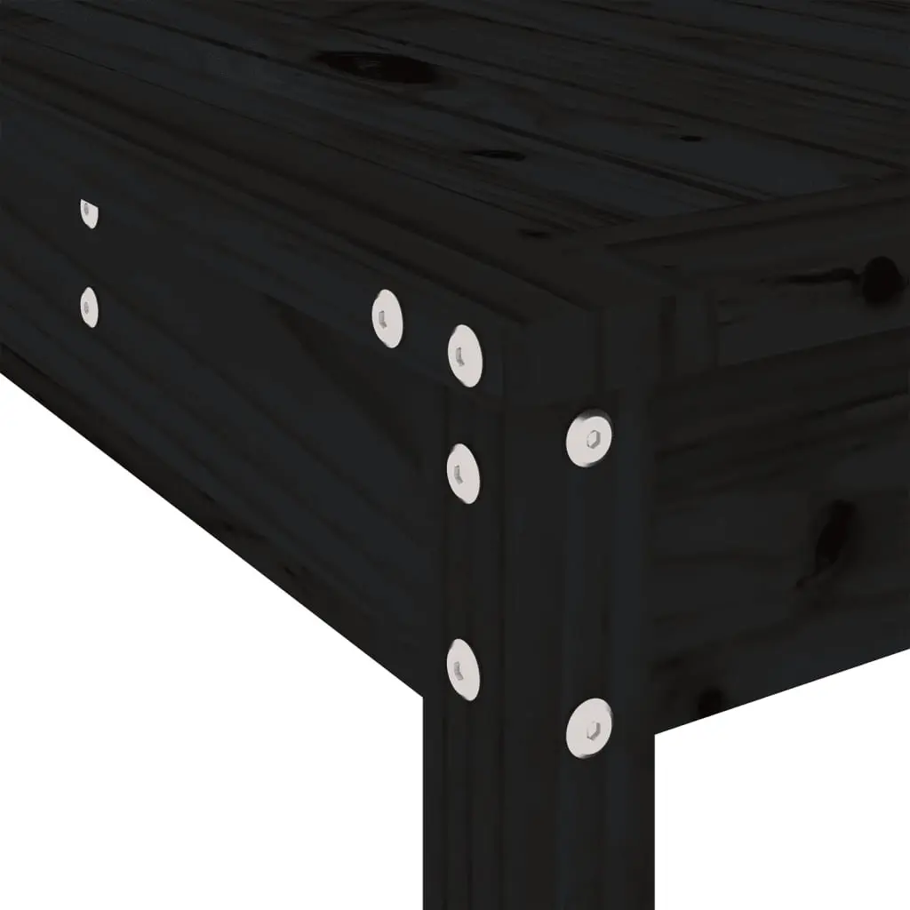 Garden Bar Set Solid Pine Wood 3 Piece Black Outdoor Furniture