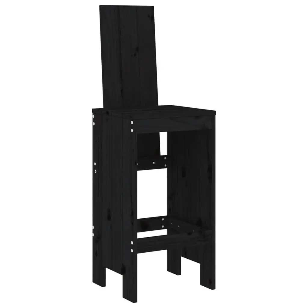 5 Piece Black Outdoor Bar Set with Solid Pine Wood