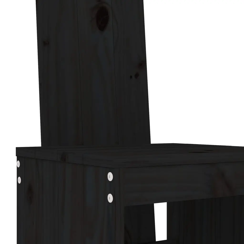 5 Piece Black Outdoor Bar Set with Solid Pine Wood
