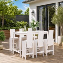 Sturdy 7-Piece White Wooden Garden Bar Set