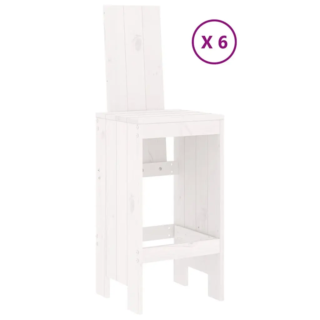 Garden Bar Set Solid Pine Wood 7 Piece White Outdoor Furniture