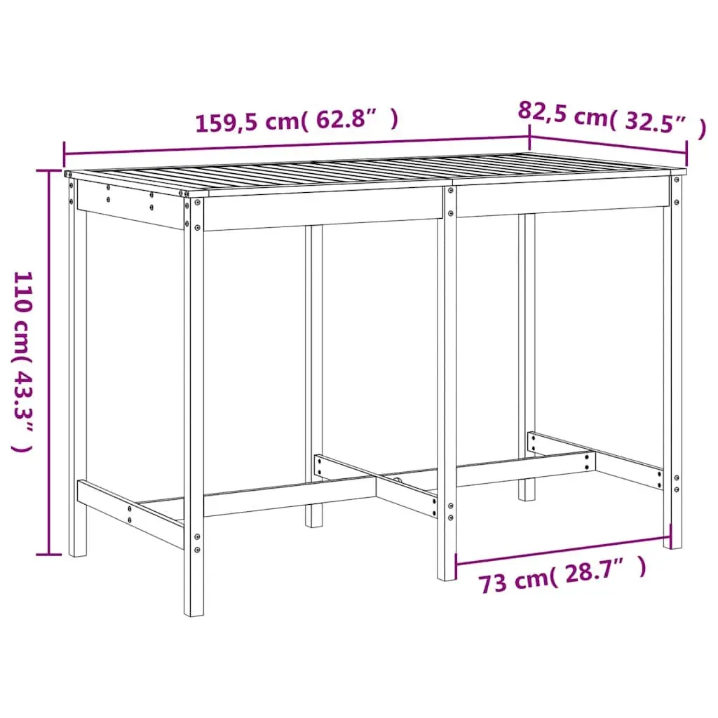 Garden Bar Set Solid Pine Wood 7 Piece White Outdoor Furniture