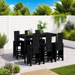 Sturdy 7-Piece Outdoor Bar Set in Black Wood