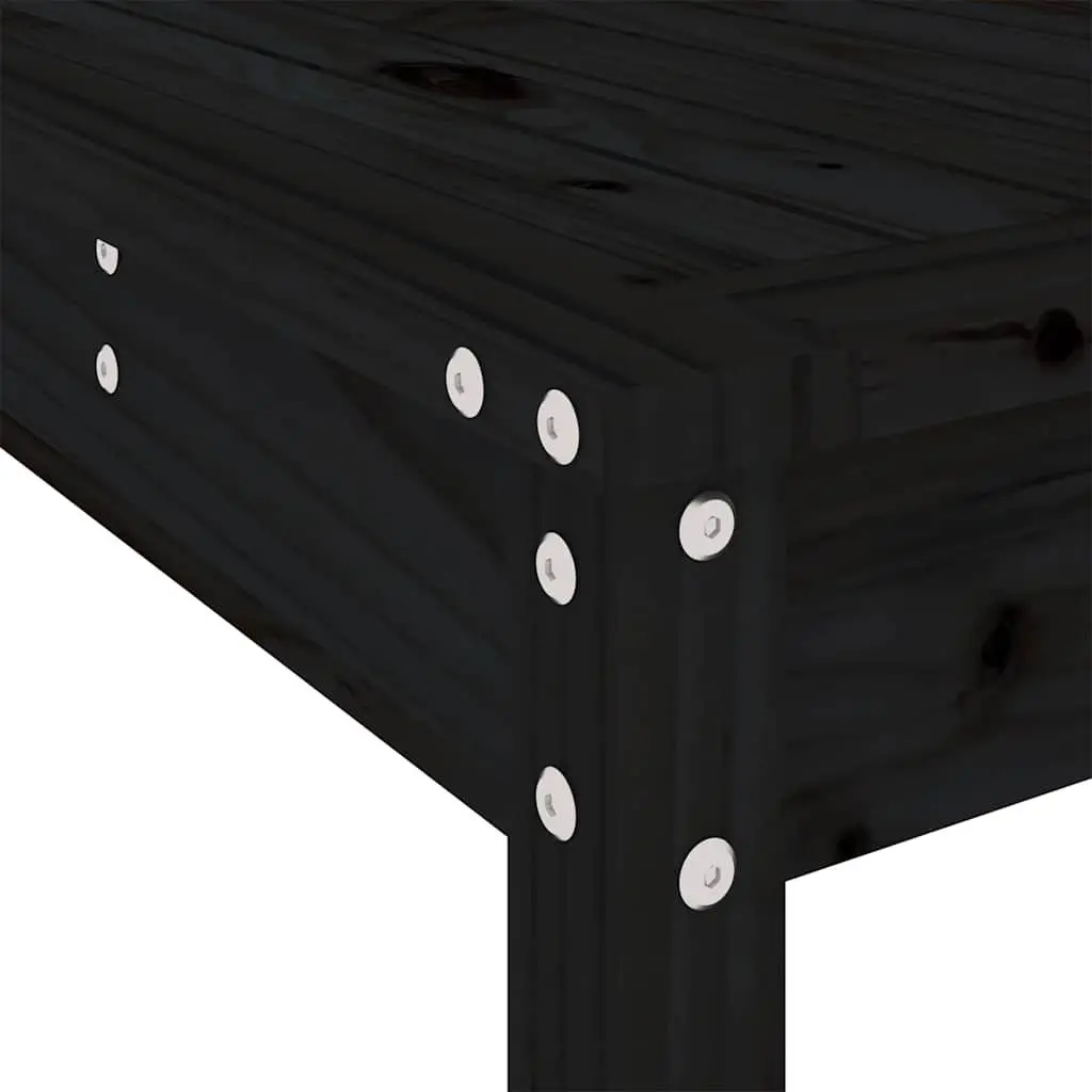 Outdoor Bar Set 7 Piece Solid Pine Wood Black Furniture with Table and Stools for Patio Garden
