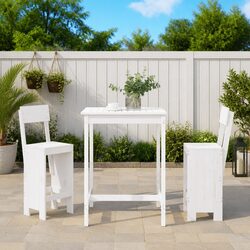 Premium White Wood Garden Bar Set - 3 Piece Outdoor Seating