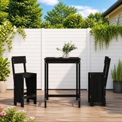 Premium 3 Piece Garden Bar Set in Black Solid Pine