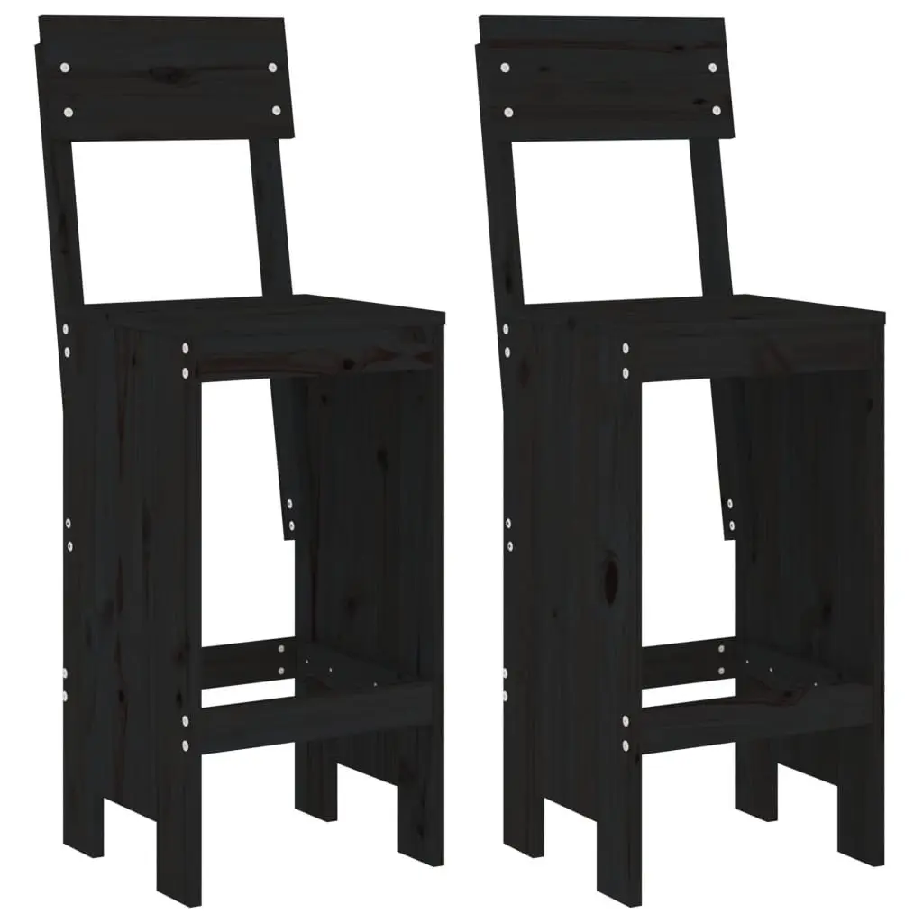3 Piece Garden Bar Set in Black Solid Pine