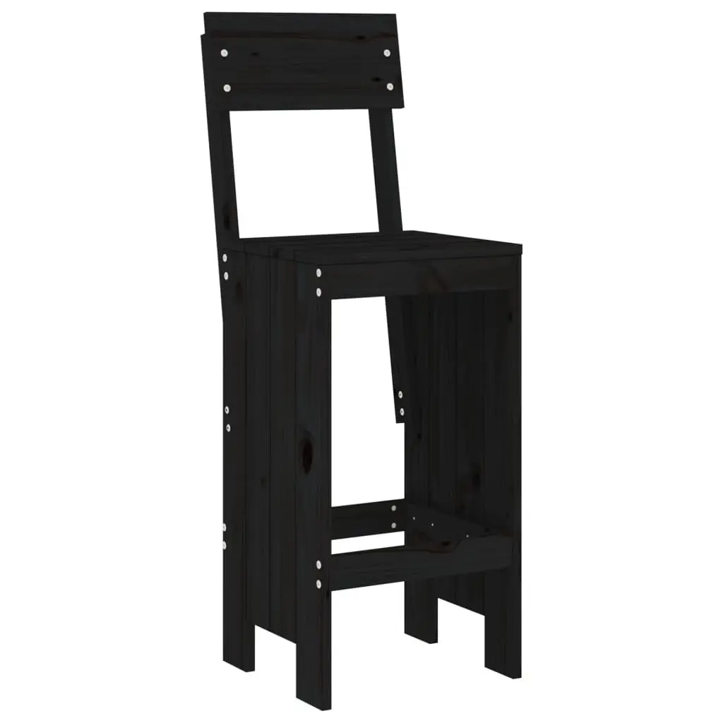 3 Piece Garden Bar Set in Black Solid Pine