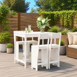 5-Piece White Wooden Garden Bar Set for Outdoor Spaces