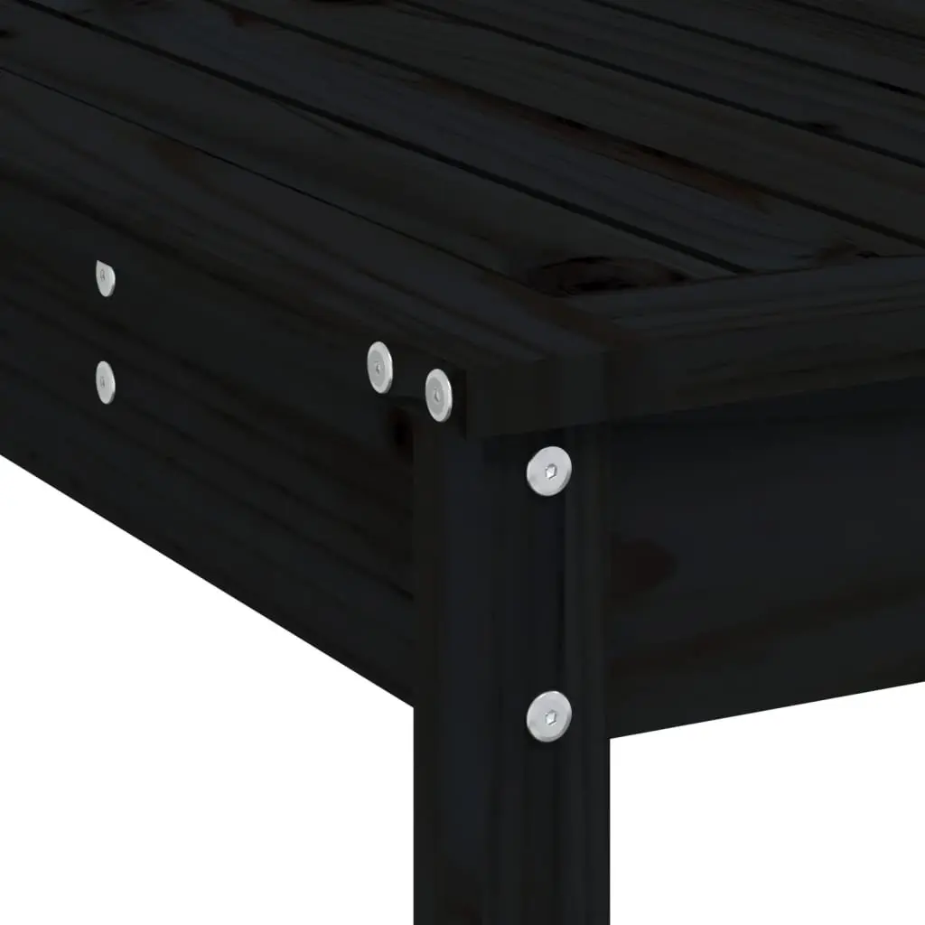 Black Solid Wood 7-Piece Outdoor Bar Set