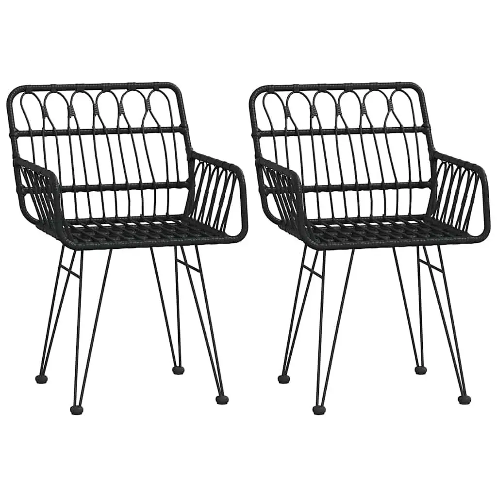 Outdoor Dining Set 3 Piece Garden Furniture Black Poly Rattan Patio Table Chair
