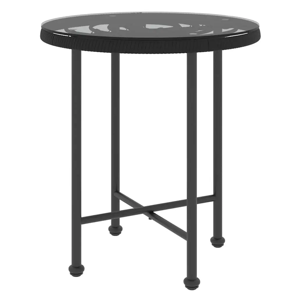 Outdoor Dining Set 3 Piece Garden Furniture Black Poly Rattan Patio Table Chair
