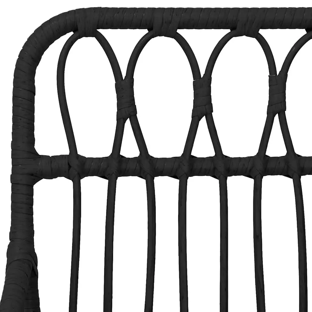 Outdoor Dining Set 3 Piece Garden Furniture Black Poly Rattan Patio Table Chair