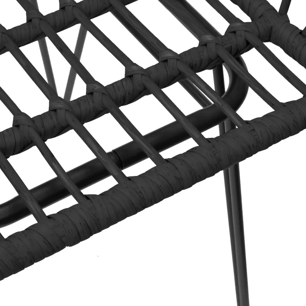 Outdoor Dining Set 3 Piece Garden Furniture Black Poly Rattan Patio Table Chair