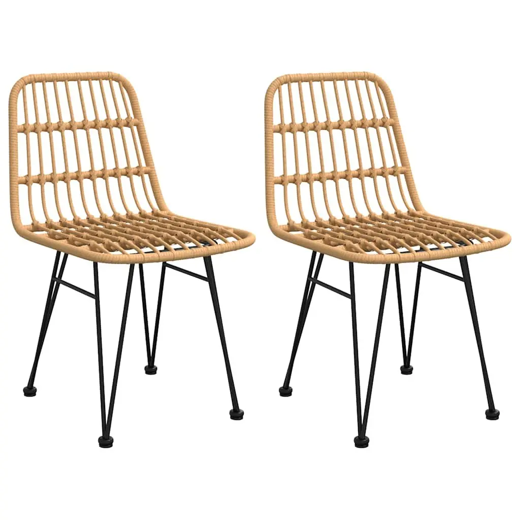 Brown Poly Rattan 3-Piece Garden Dining Set