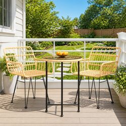 Durable 3 Piece Garden Dining Set in Brown