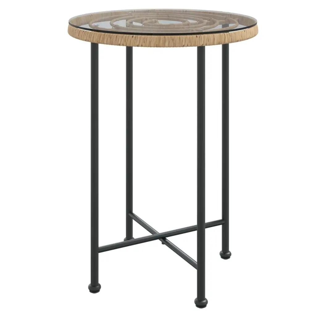 3 Piece Garden Dining Set PE Rattan Steel Table Chairs Brown