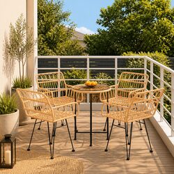 Sturdy 5 Piece Outdoor Garden Dining Set in Brown