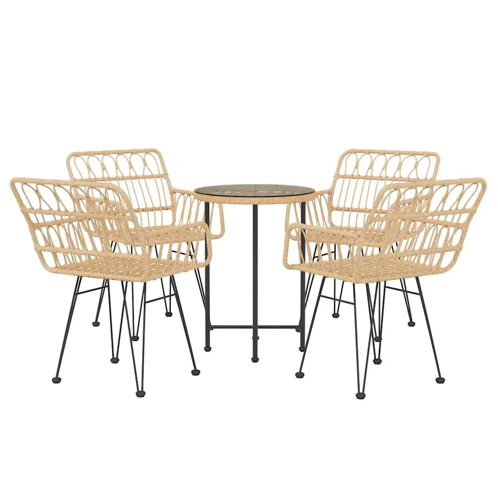 5 Piece Outdoor Garden Dining Set in Brown