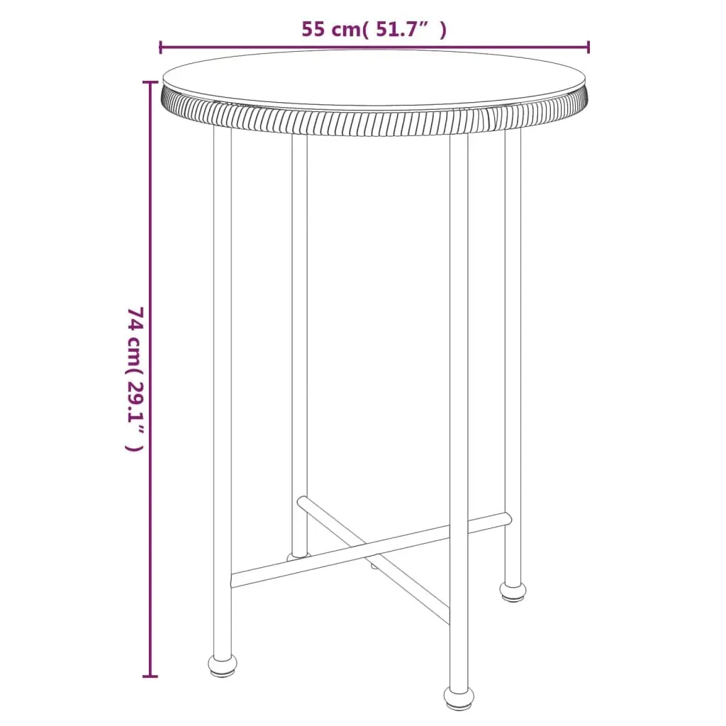 5 Piece Garden Dining Set PE Rattan Steel Frame Tempered Glass Brown