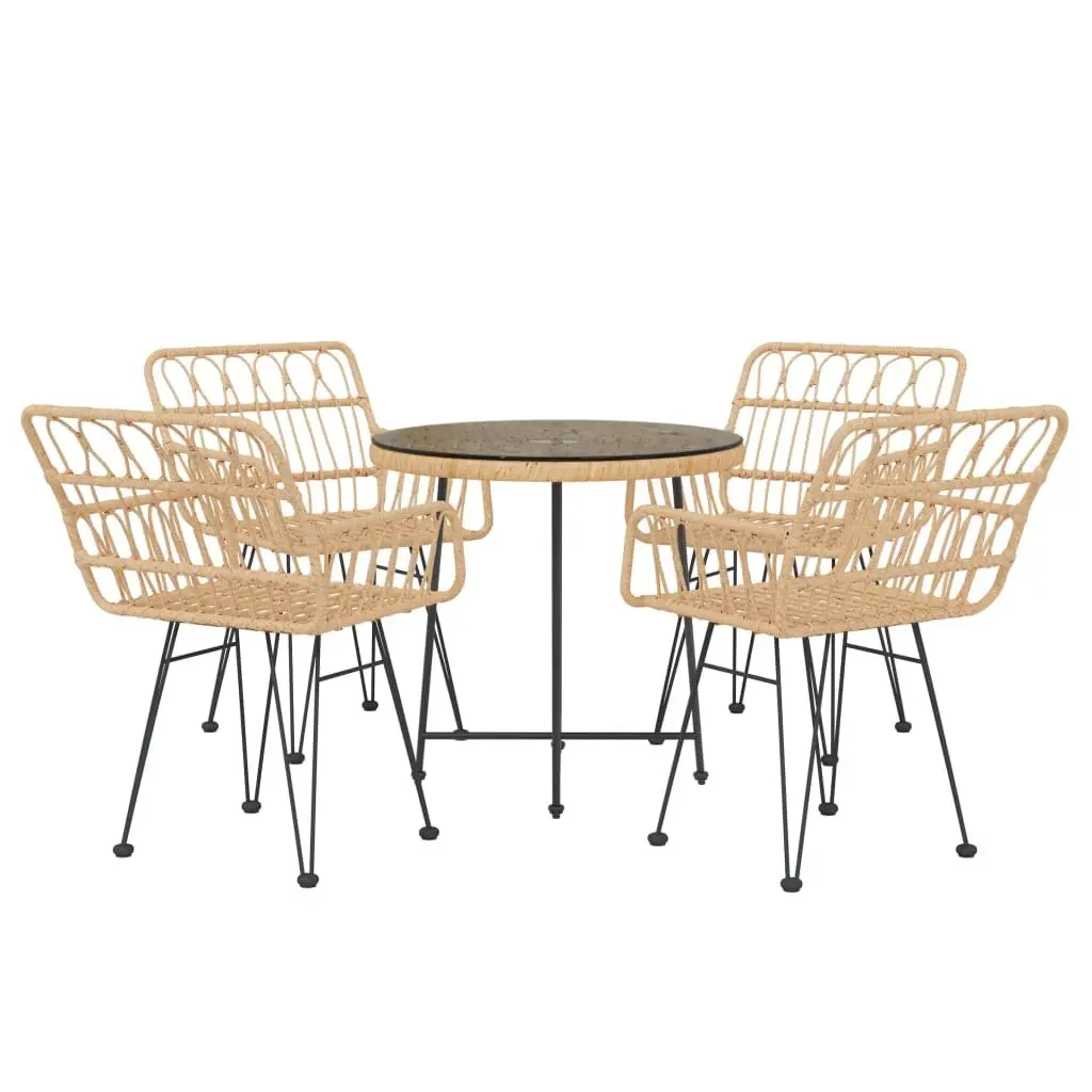 5 Piece Brown Garden Dining Set for Outdoor Use