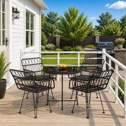 5-Piece Black Outdoor Garden Dining Set with Strong Build