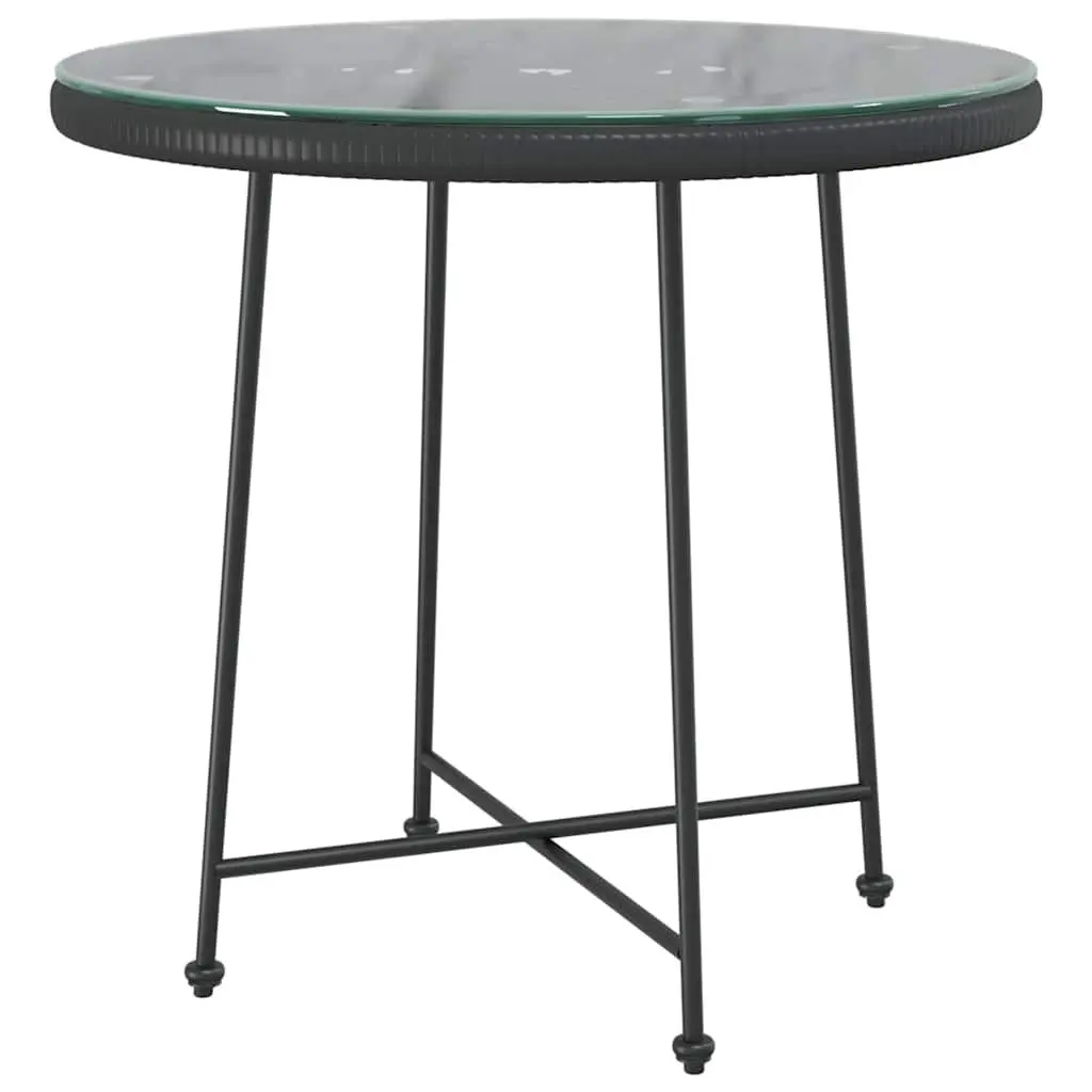 Garden Dining Set PE Rattan Steel Frame 5 Piece Black Outdoor Furniture