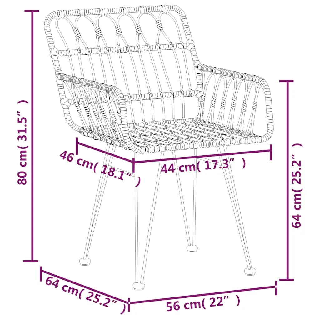 7 Piece Garden Dining Set with Brown Poly Rattan