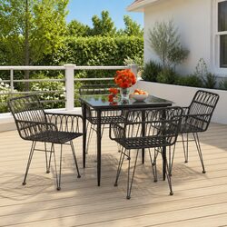 Durable 5 Piece Black Garden Dining Set for Outdoor Use