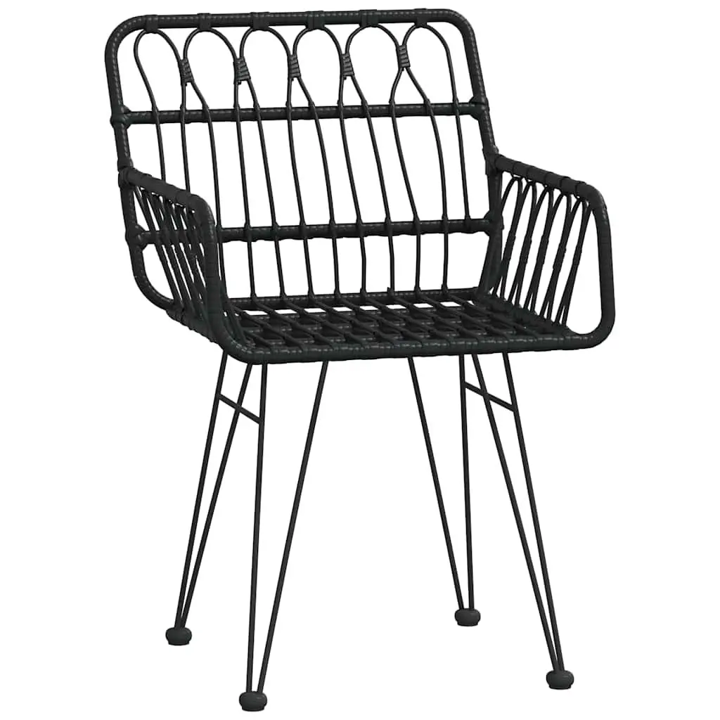 5 Piece Garden Dining Set PE Rattan Steel Black Outdoor Patio Furniture