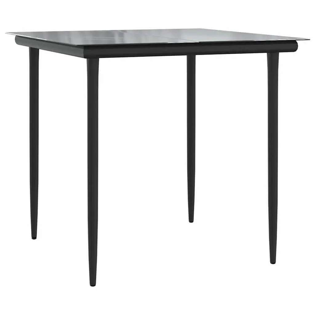 5 Piece Garden Dining Set PE Rattan Steel Black Outdoor Patio Furniture