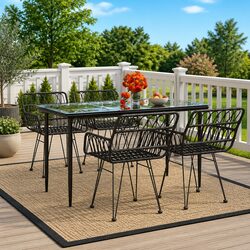 Durable 5 Piece Outdoor Garden Dining Set with Rattan Chairs