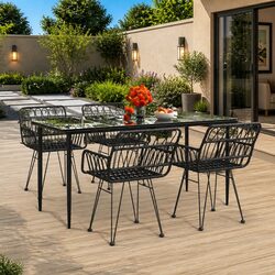 Stylish 5 Piece Black Rattan Garden Dining Set