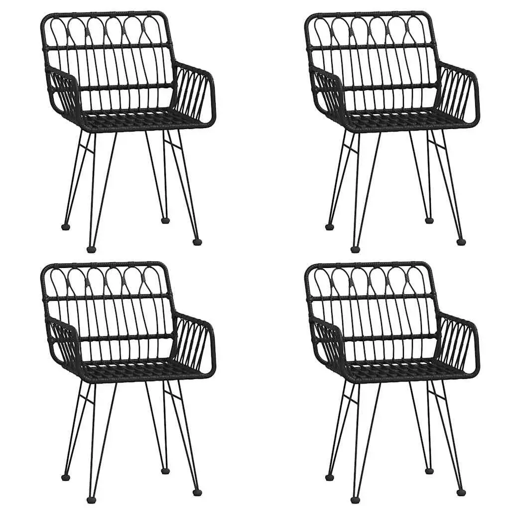 5 Piece Black Rattan Garden Dining Set