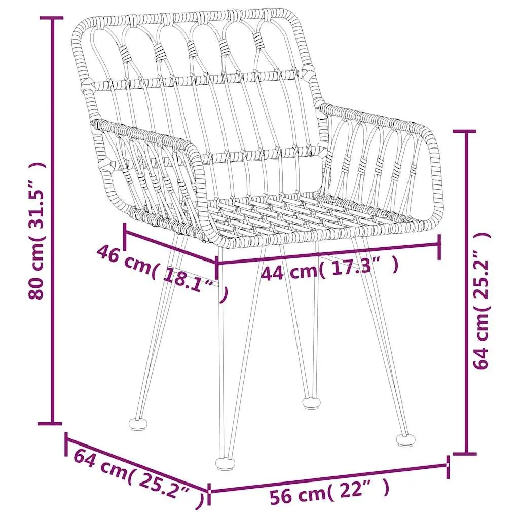 5 Piece Black Rattan Garden Dining Set