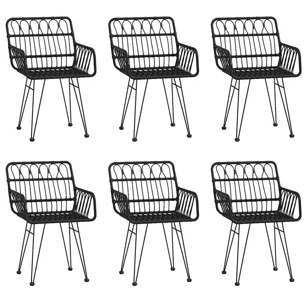 7 Piece Black Garden Dining Set for Outdoor Use