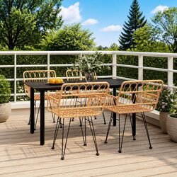 5-Piece Garden Dining Set with Durable Brown Poly Rattan