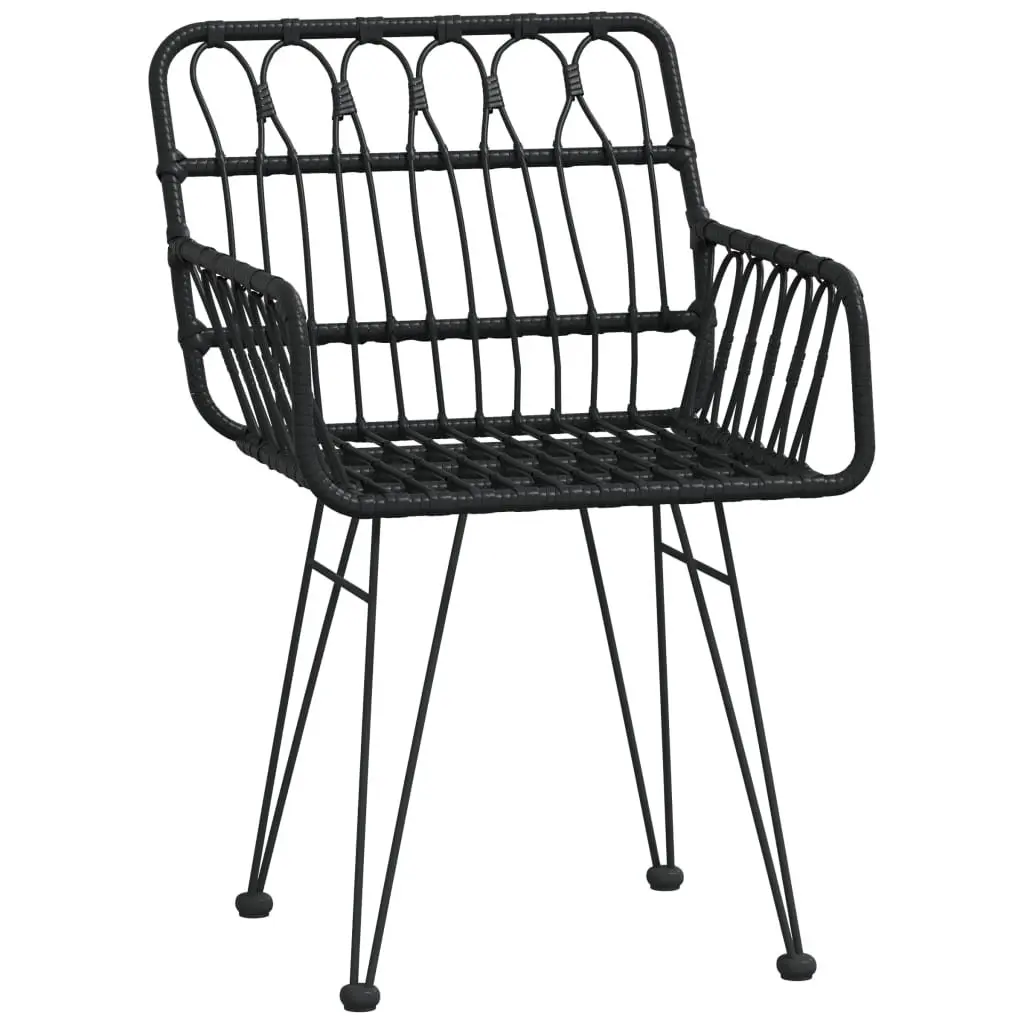 Outdoor Dining Set PE Rattan 3 Piece Black Patio Furniture Chairs Table