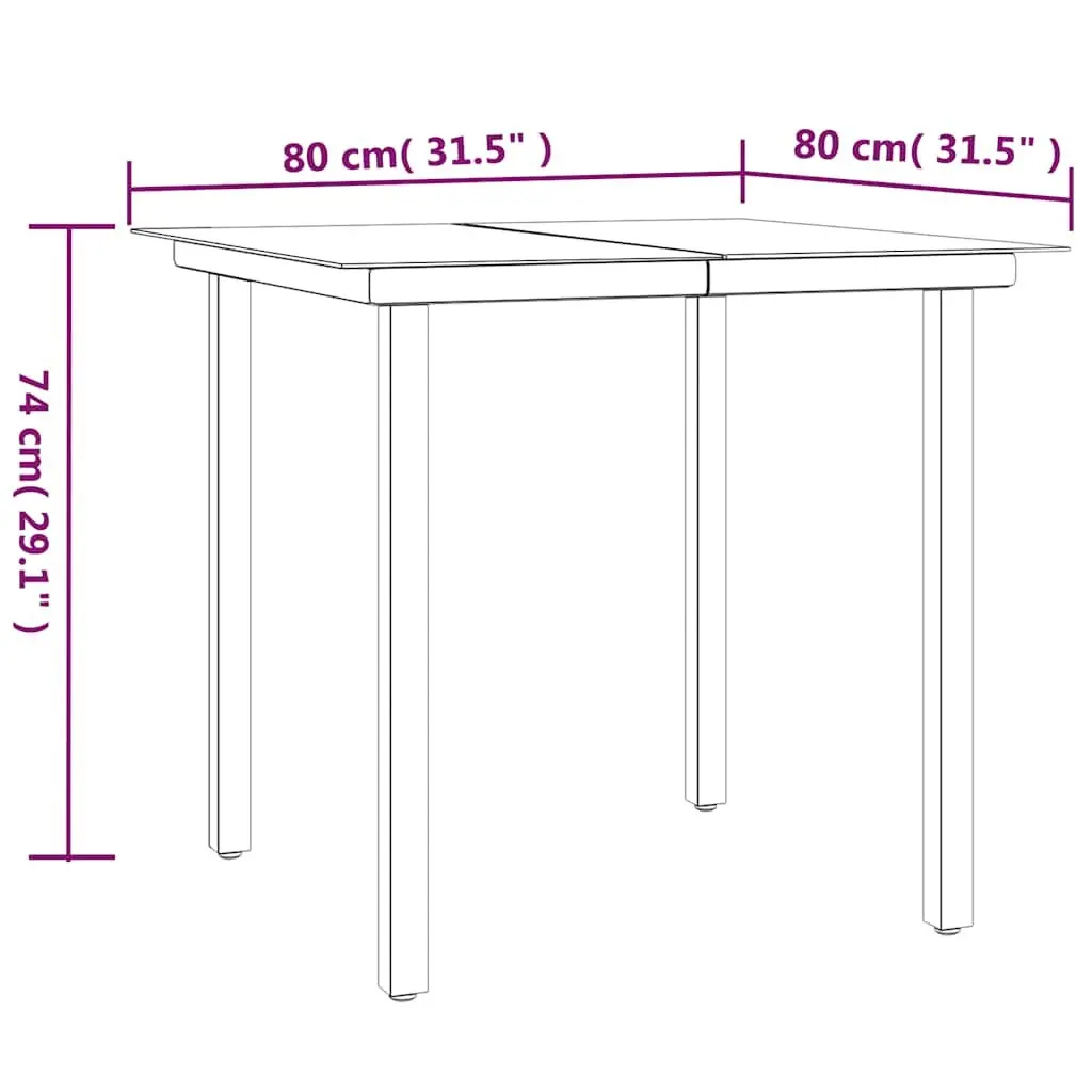 5 Piece Black Rattan Outdoor Dining Set with Steel Frame