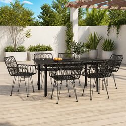 Sturdy Black 7 Piece Garden Dining Set for Outdoors