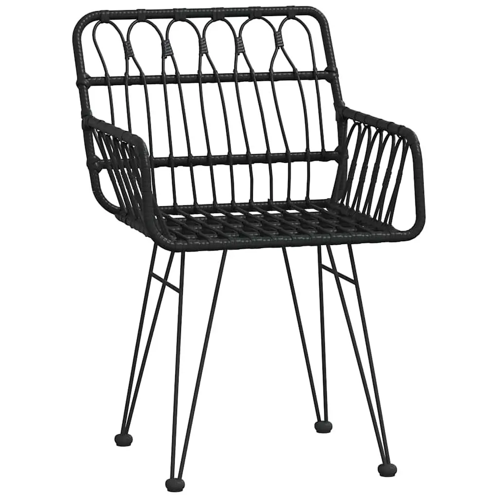 7 Piece Garden Dining Set PE Rattan Steel Black Outdoor Furniture