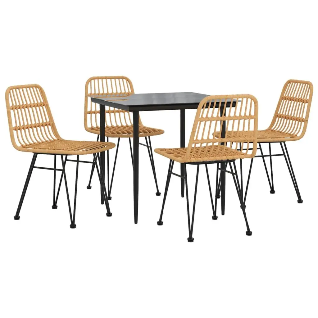 5-Piece Outdoor Patio Dining Set in Brown Rattan