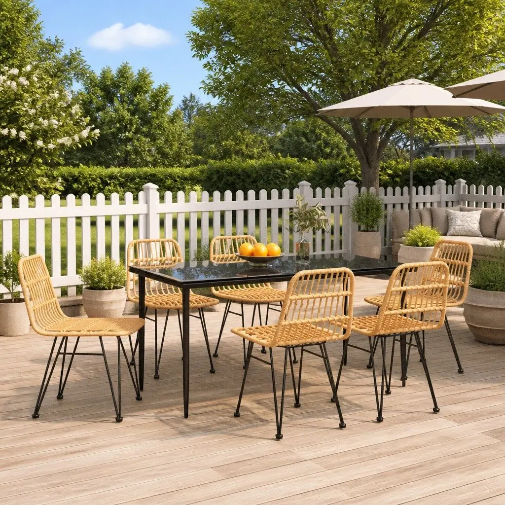 7 Piece Outdoor Dining Set with Durable Poly Rattan