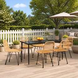 Stylish 7 Piece Outdoor Dining Set with Durable Poly Rattan