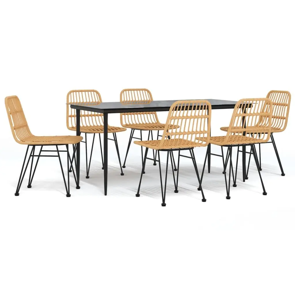 7 Piece Outdoor Dining Set with Durable Poly Rattan