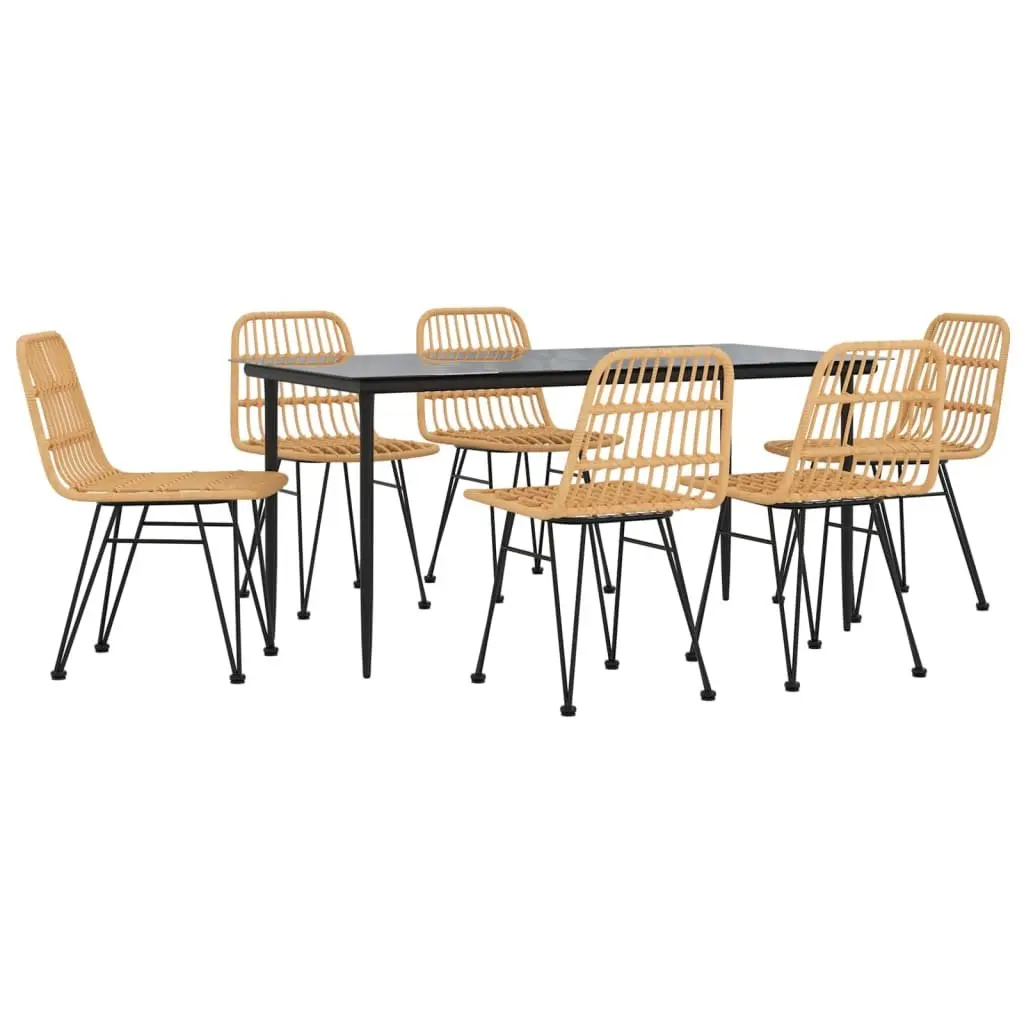7 Piece Outdoor Dining Set with Durable Poly Rattan