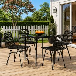 Durable 5 Piece Outdoor Dining Set with Steel Frame