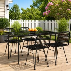 Sturdy 5 Piece Black Garden Dining Set for Outdoors