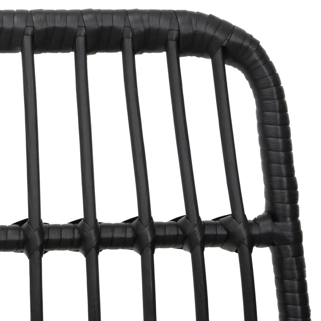 5 Piece Garden Dining Set PE Rattan Steel Black Outdoor Patio Furniture Table Chairs